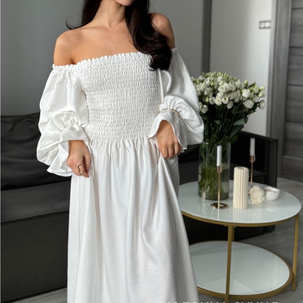 Elegant White Soft Linen Dress